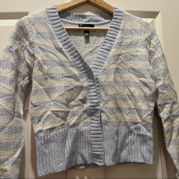 NWT Aqua Bloomingdales Gingham Cropped Cardigan - Picture 7 of 10